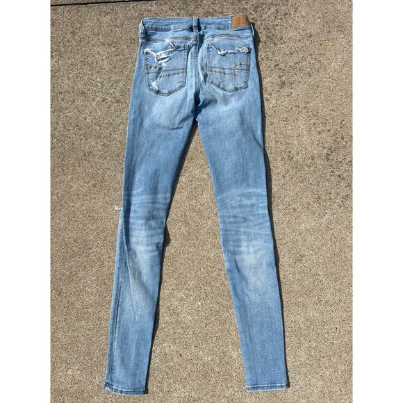 American Eagle Pants Women Size 2 X-Long Distressed Next Level Stretch Jegging - Picture 6 of 7